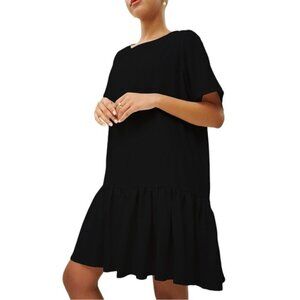 Emma Knudsen Lauren Relaxed Loose Fit Ruffle Tier Short Sleeve Black Dress